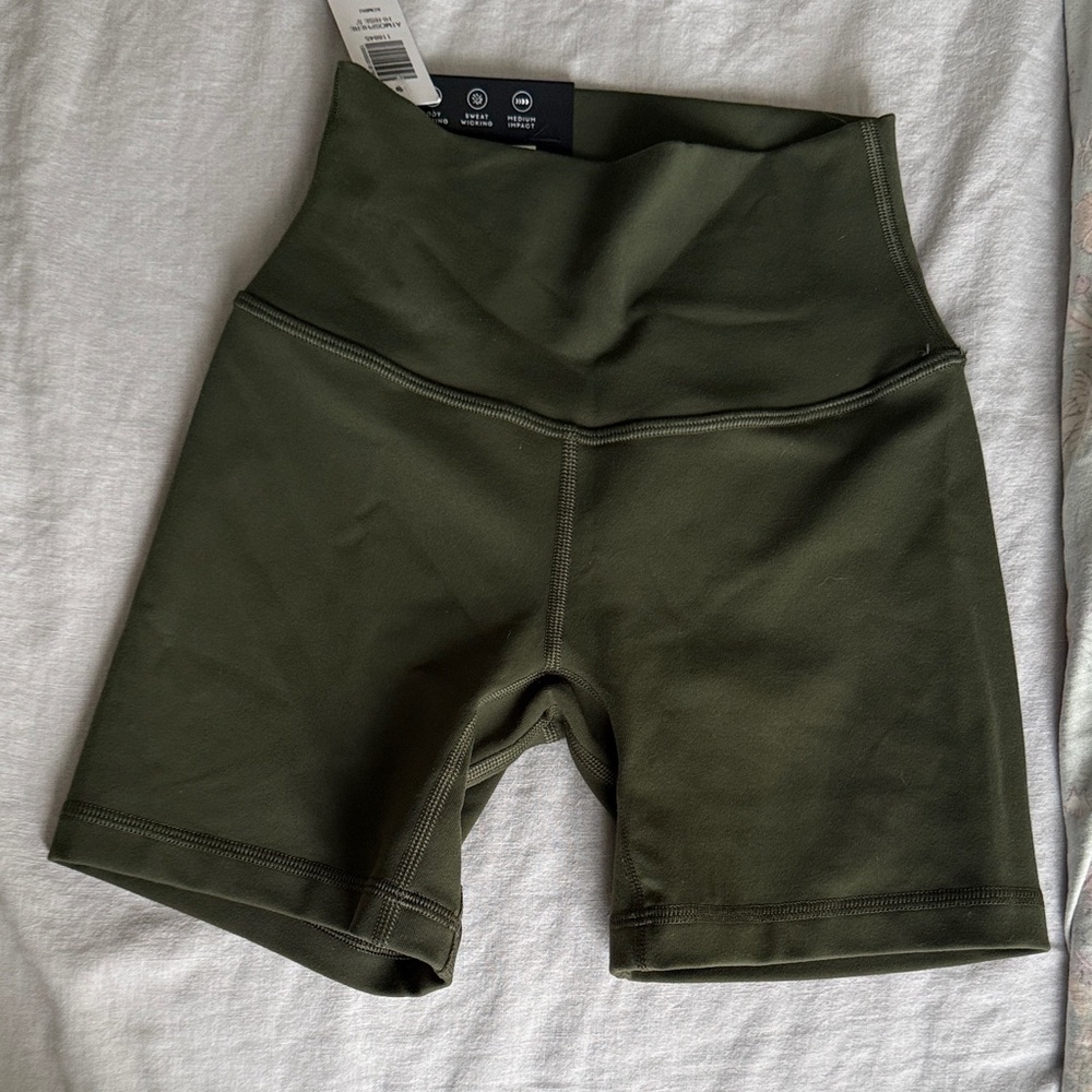 Olive Green Women's High-Waisted Shorts Aritzia life golden 5 inch biker shorts